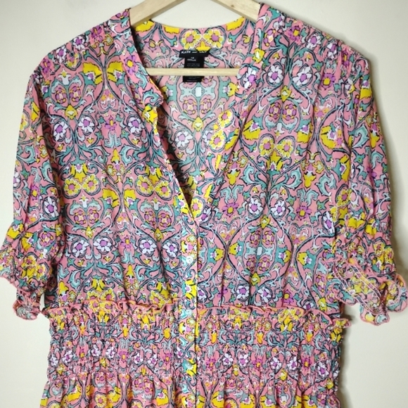 Kate and Lily Button Front Maxi Dress Size 14 Smocked Tiered Floral - Picture 3 of 8